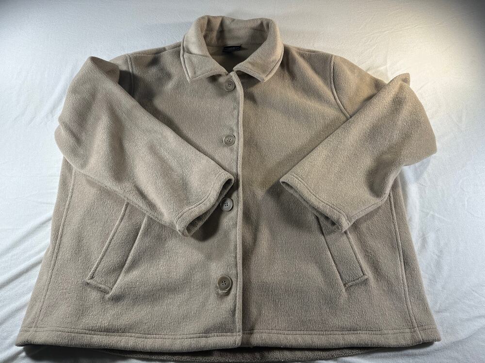 32 Degrees Heat Women’s XXL Beige Fleece Button Front Jacket Coat Pockets